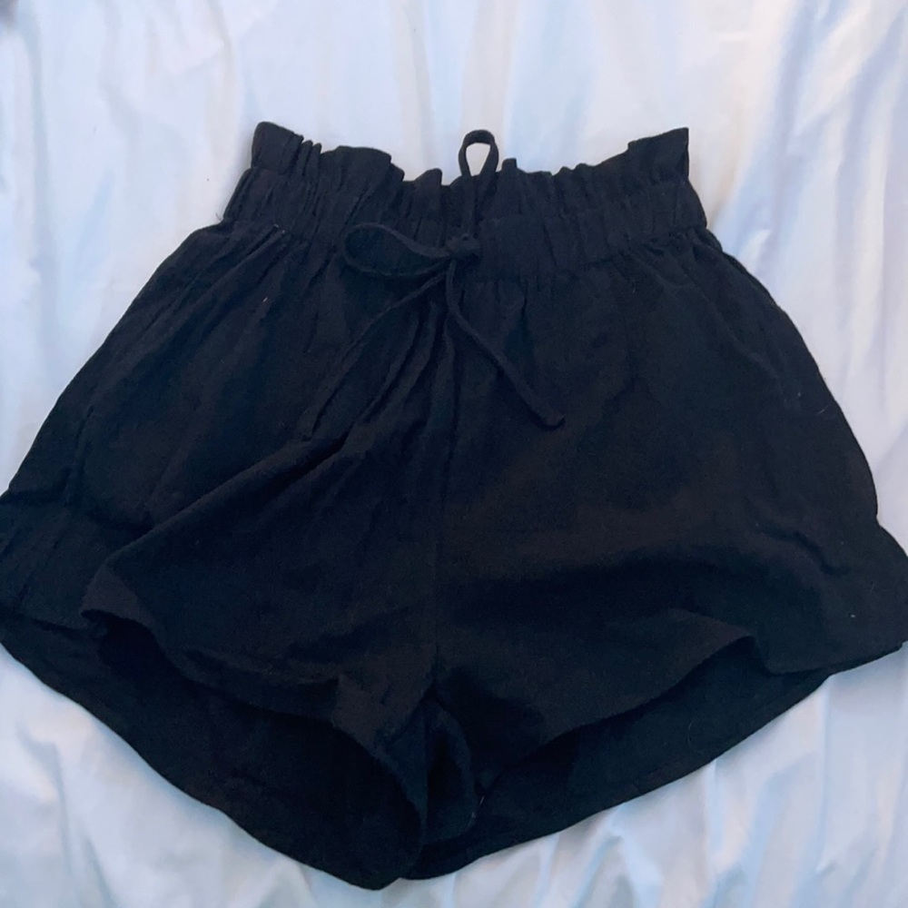 Shein black paper bag shorts